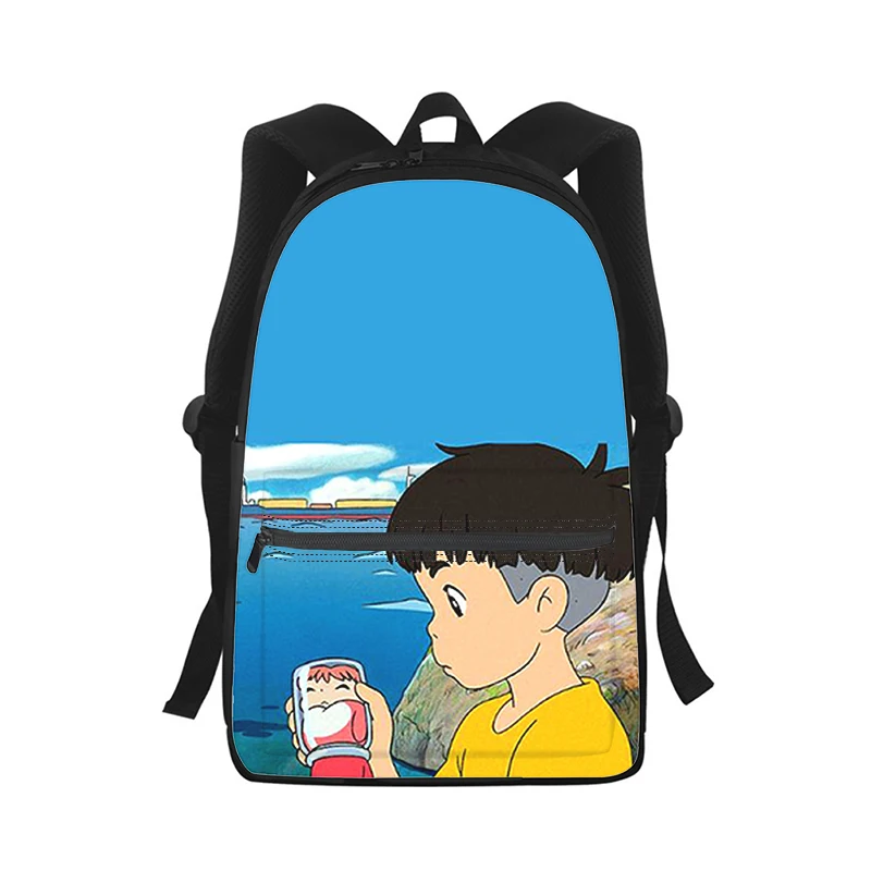 Ponyo on the Cliff anime Men Women Backpack 3D Print Fashion Student School Bag Laptop Backpack Kids Travel Shoulder Bag