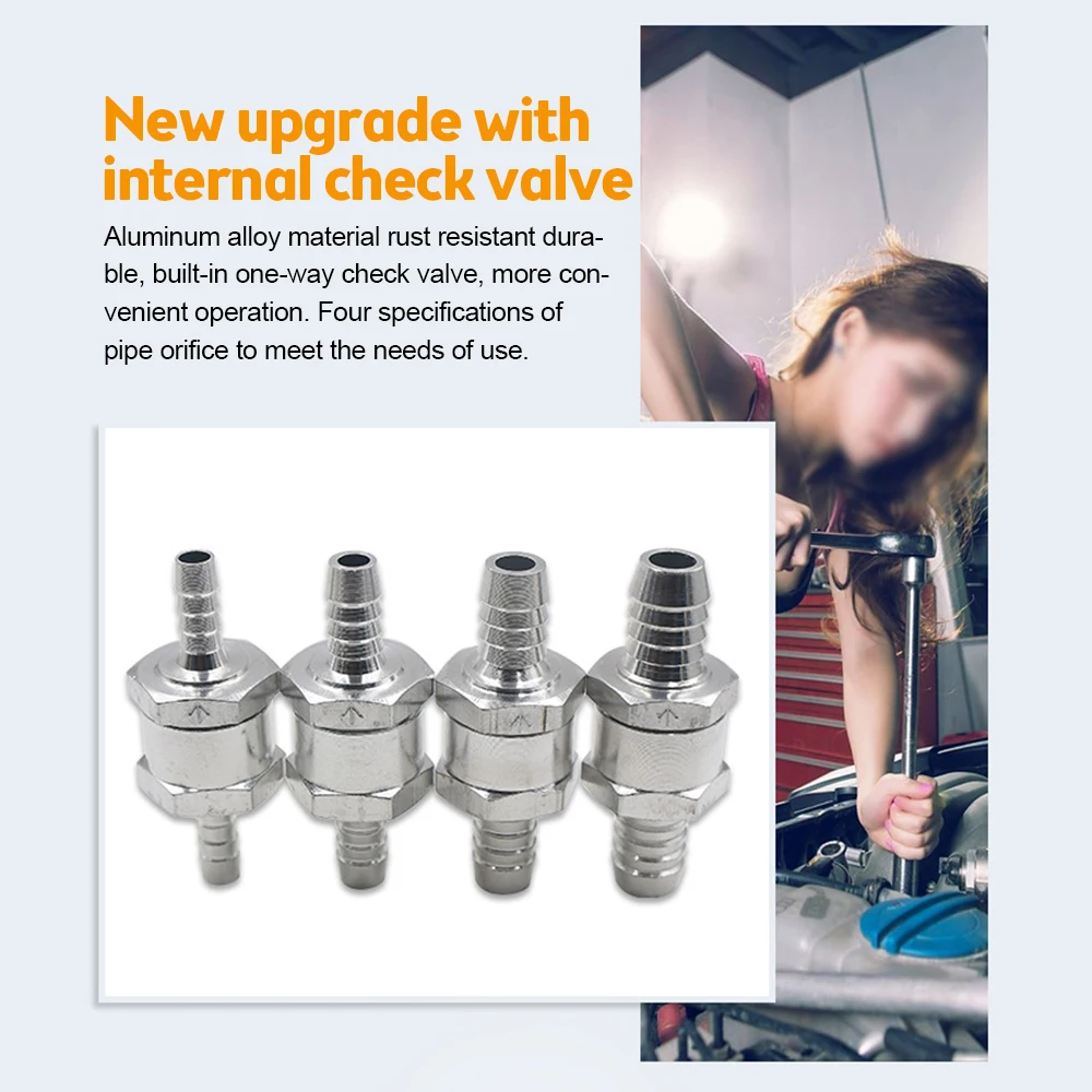 

Fuel Non Return Check Valve 6/8/10/12mm Aluminium Alloy Petrol Diesel Water Fuel Line One Way for Peugeot Renault