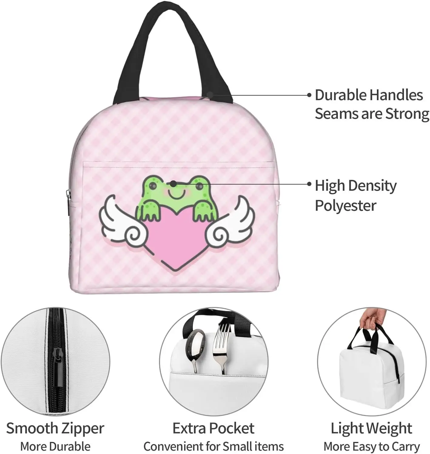 Милая маленькая лягушка с крыльями сумка для ланча в форме сердца небольшой