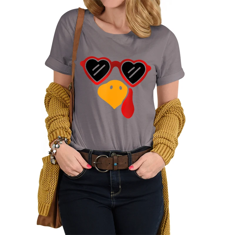 Купи Turkey with Sunglasses T-shirts for Women 90s Trend Casual T-shirts Clothes Women Female Summer T Clothing Ladies Graphic Tee за 424 рублей в магазине AliExpress