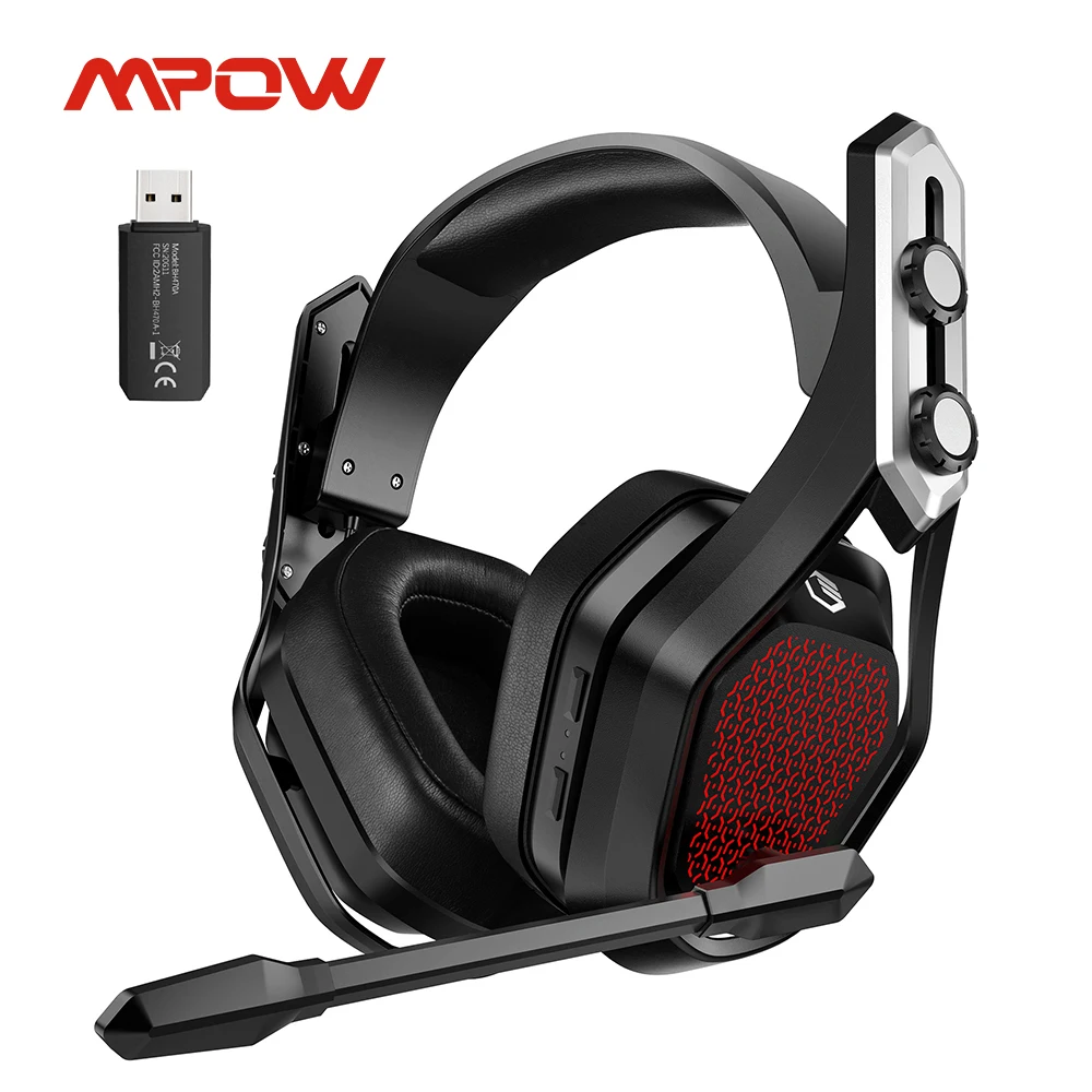 

Mpow Iron Pro USB Wireless Gaming Headphones with Noise Canceling Microphone 3D Surround Sound 20H Playback for PS5 PS4 PC Gamer