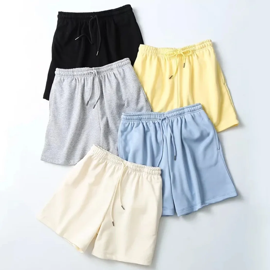Jenny&Dave 2022 England Style High Quality Collect Waist Fashion Simple Colorful Pure Cotton Terry Harem Shorts Women Bermuda