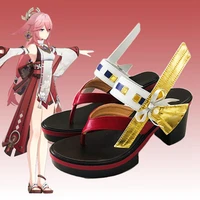 japanese anime genshin impact yae miko cosplay shoes 2d comic exhibition prop kimono slippers womens 2022 new
