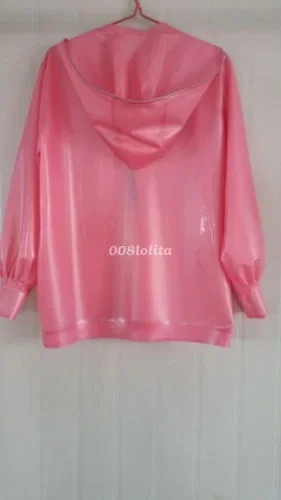 Fetishism 100% куртка из латекса и резины Gummi пальто с капюшоном модная розовая форма