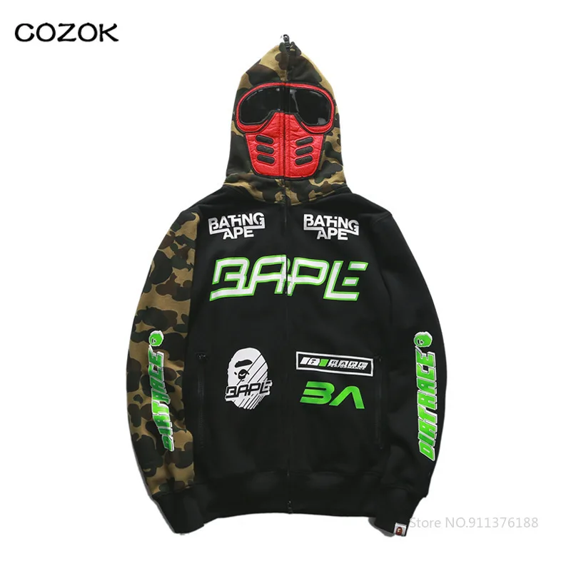 

new Hoodies Winter Fashion Personality Printed Loose-fitting Coat Streetwear Bape Shark Vintage Sweatshirt Men Clothing