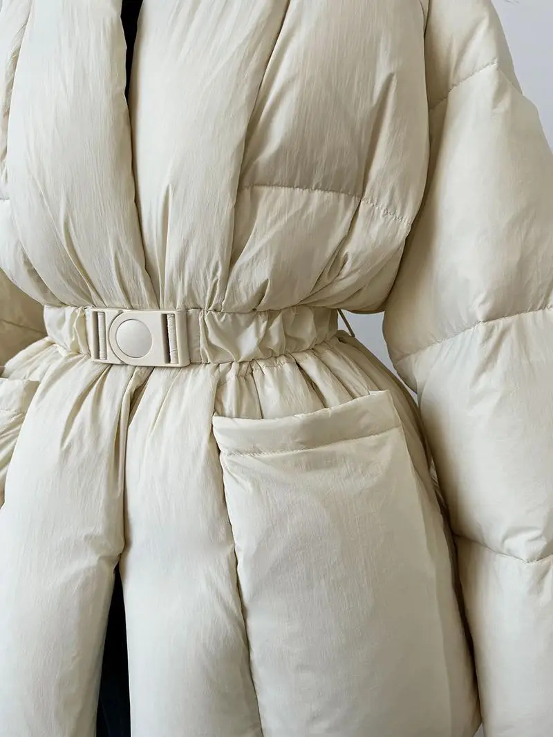 Janveny зимняя куртка на 90% белом утином пуху женская пушистая куртка-пуховик с