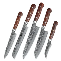 xinzuo wholesale professional japanese damascus steel 5pcs kitchen knife set rosewood handle