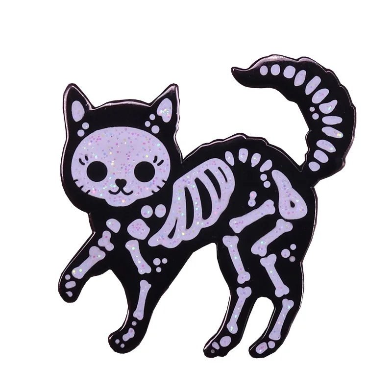 

A Cat with Only Bones Left Enamel Pin Wrap Clothes Lapel Brooch Fine Badge Fashion Jewelry Friend Gift