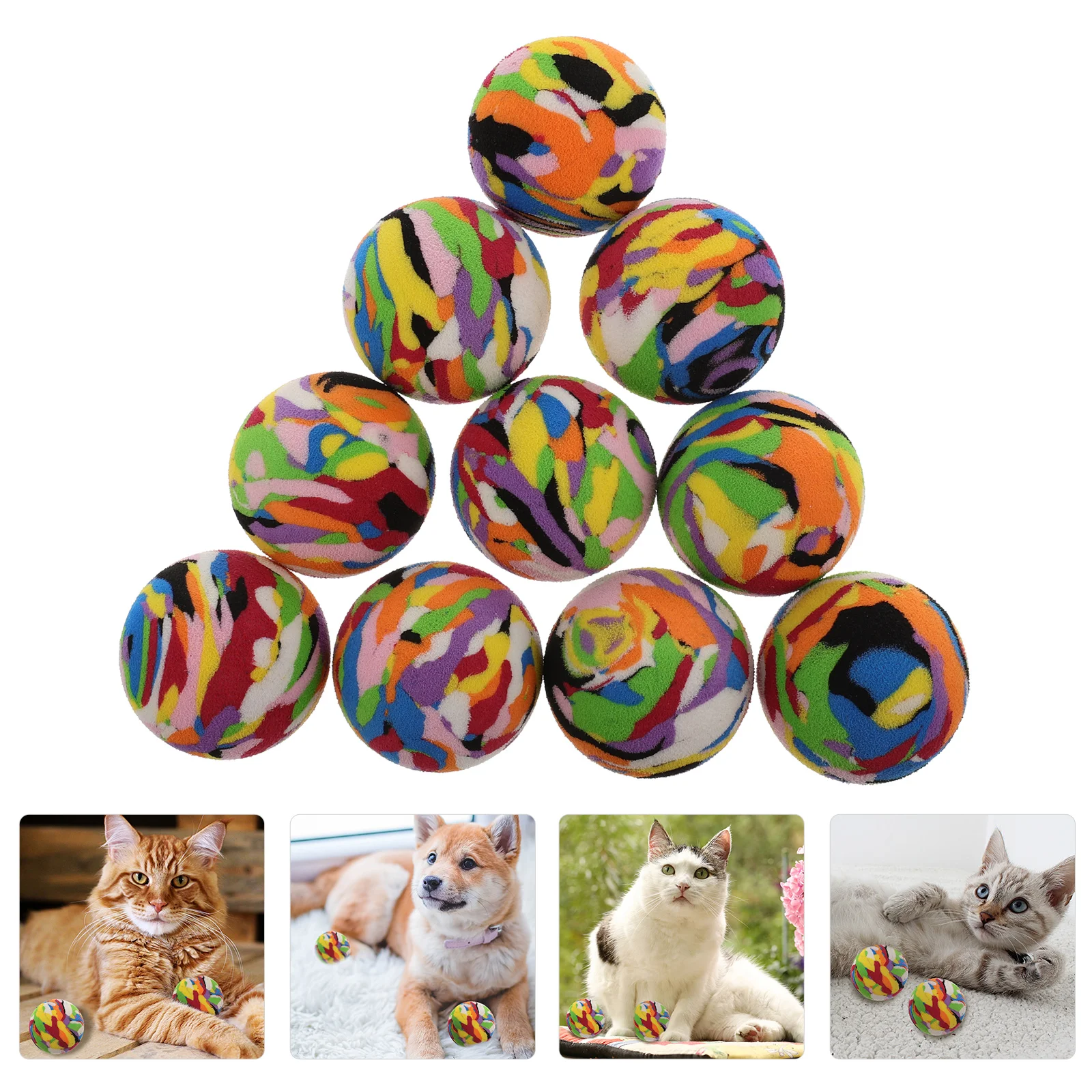 10 Pcs Kitten Chew Toy Soam Rainbow Balls Puppy Teething Toy Pet Molar Toy Chew Toys Chewer Dog Toys Toy Ball Eva Foam Ball
