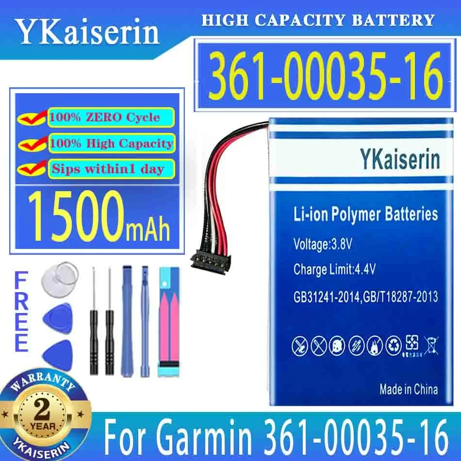 

YKaiserin Battery 1500mAh For Garmin 361-00035-16 3610003516 Bateria