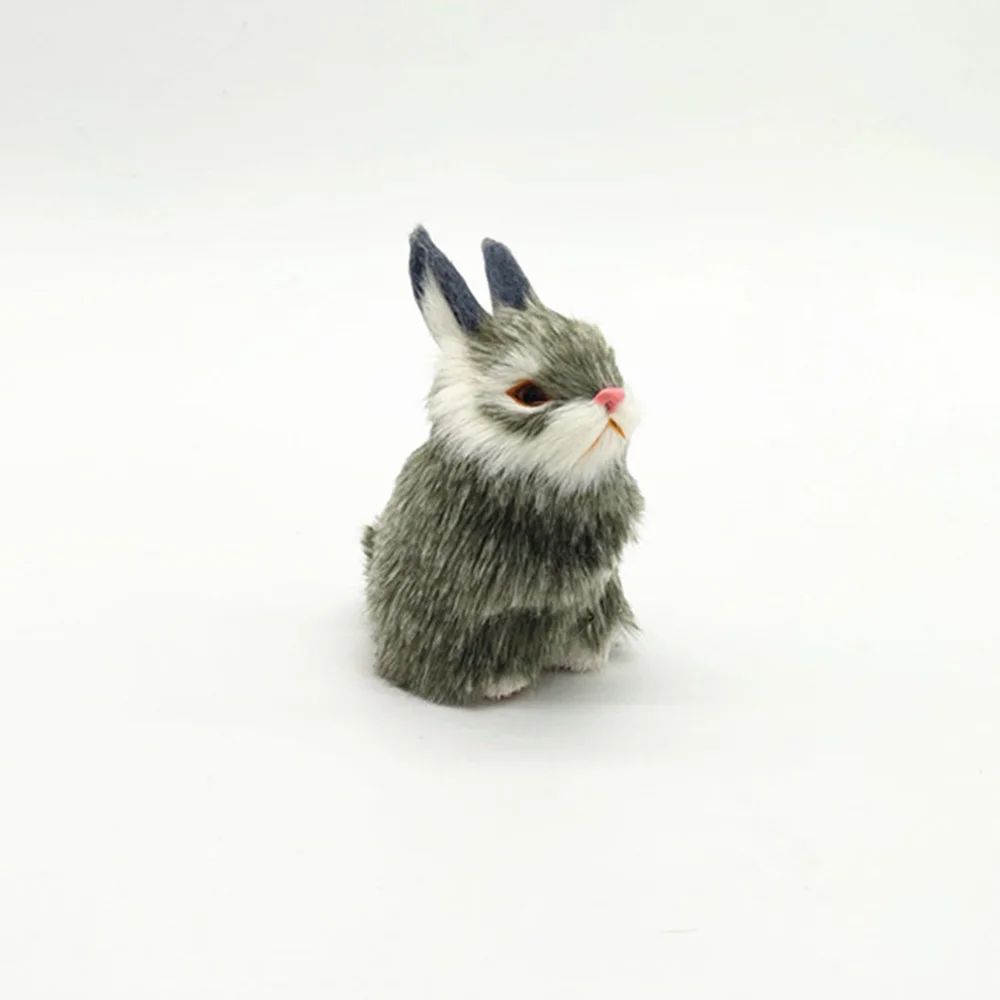 

1PC Simulated Flocking Rabbit Scale Model Rabbit Doll Ornament Miniature Models Home Decor Craft