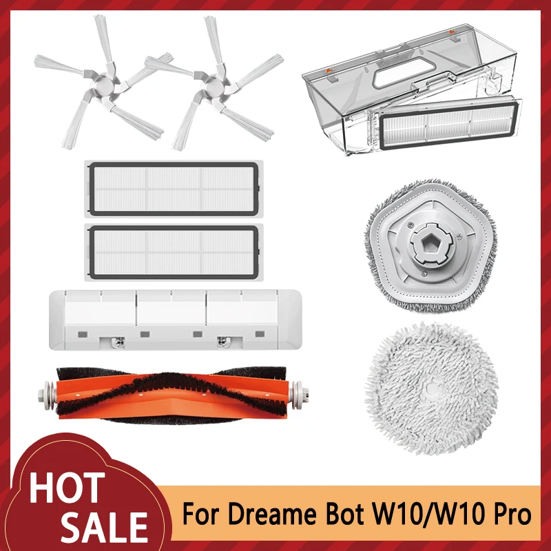 

For Dreame Bot W10 W10pro Vacuum Cleaner Accessories Main Side Brush HEPA Filter Mop Cloth Spar Parts Cleaning Replacement