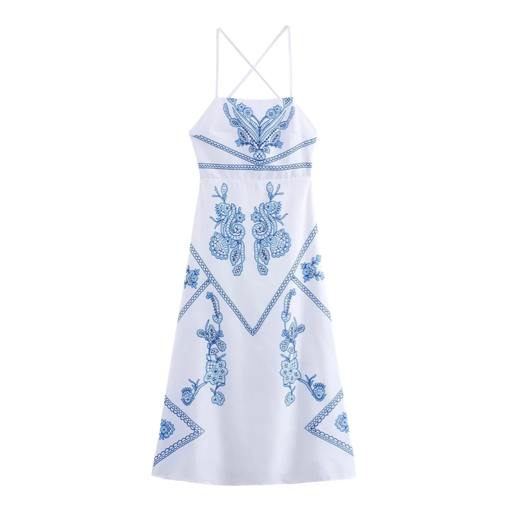 Женское Облегающее Платье До Середины Икры С Завязкой На Талии Тонких Бретельках