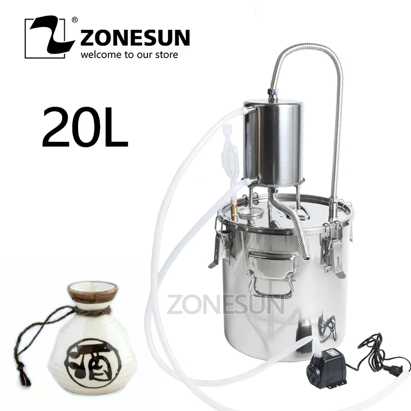 

ZONESUN Vodka Maker Brewery Wine Beer Alcohol Distiller Moonshine Mini Home Rose Water Essential Oil Distilling Equipment