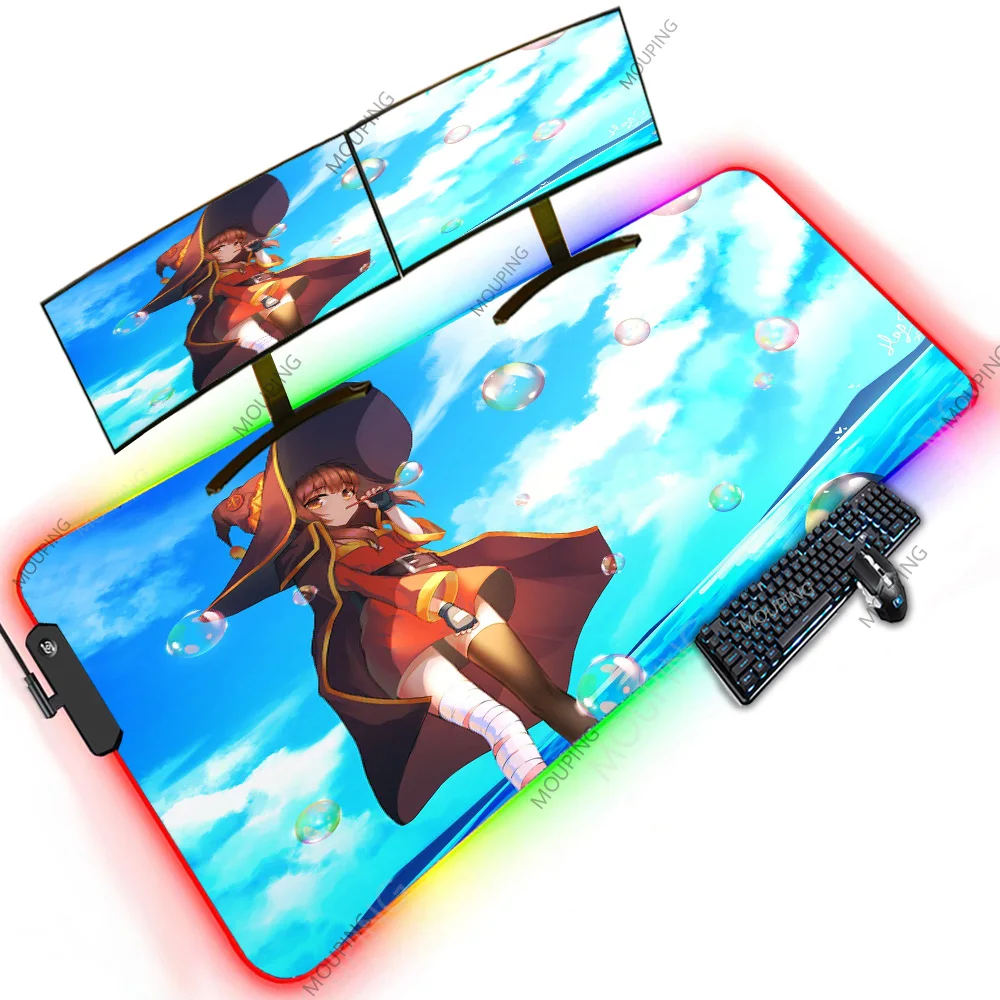 

Konosuba Cute Kawaii Anime Carpet Backlit Aesthetic 1200x600 XXXXL Led Rgb Rubber Pads Oversize Mouse Pad Cartoon Rubber Mat PC