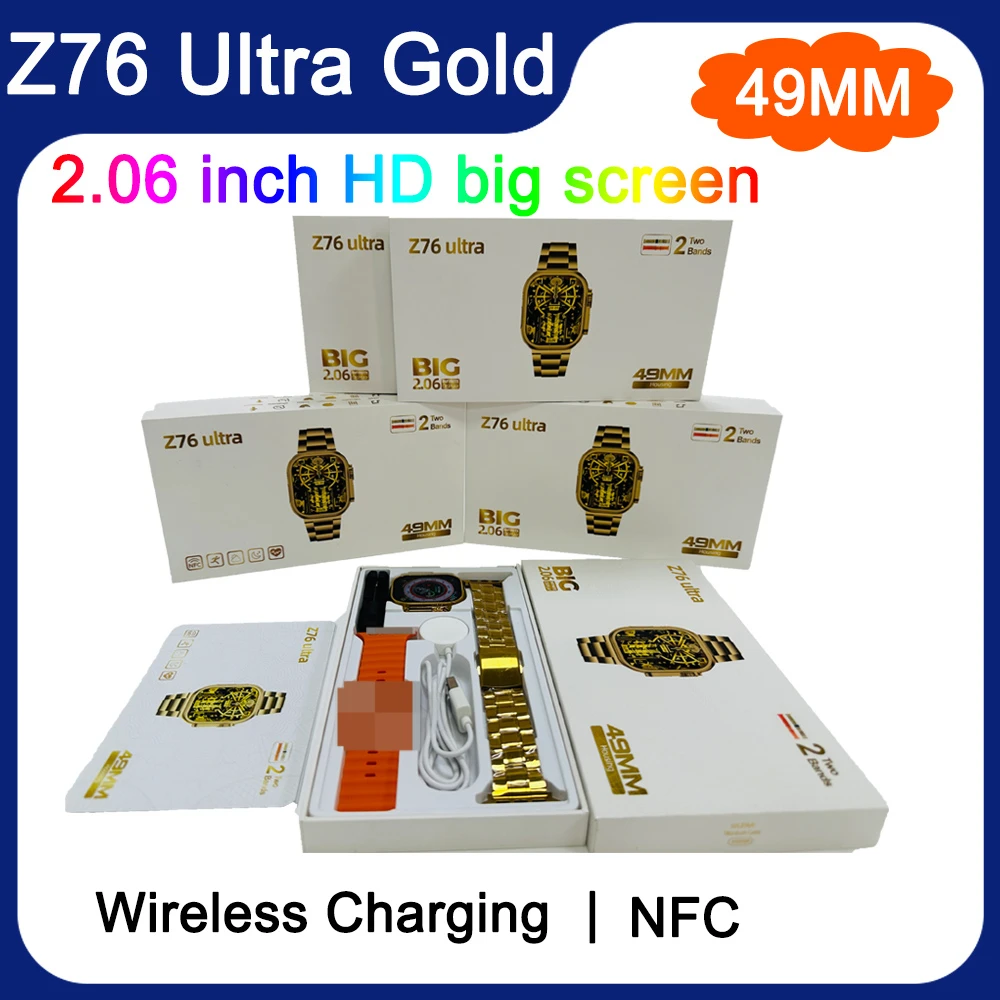 

2023 Ultra Watch Ultra Gold Smart Watch Men smartwatch ultra series 8 NFC Bluetooth Call Wireless Charging For ios Android