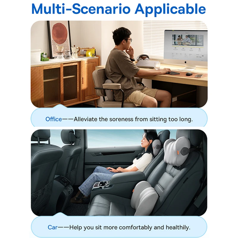 Baseus Car Headrest Waist Pillow 3D Memory Foam Seat Support for Home Office Neck Rest Breathable Car Back Lumbar Cushion images - 6