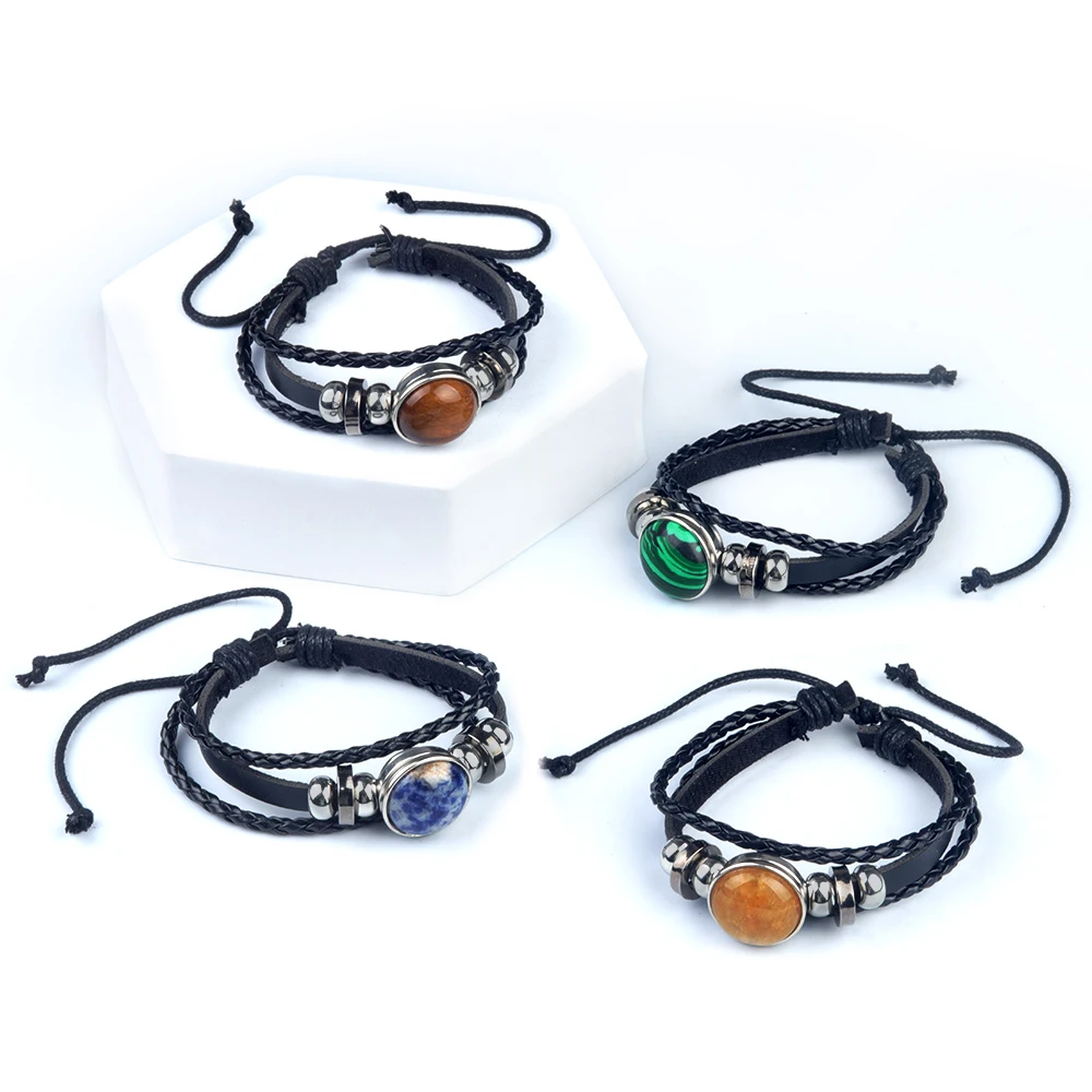 Двухслойные браслеты унисекс из натурального камня Ameixst Tigers Eye очаровательные