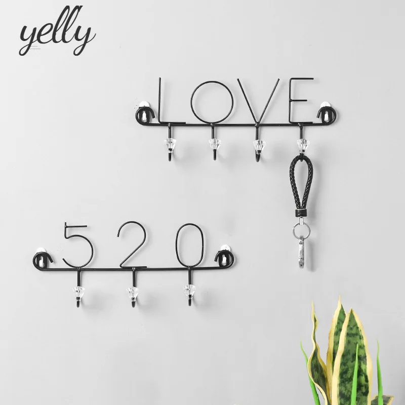 

Нордический минималистичный настенный Железный крючок Love без отверстий креативный крючок для двери гостиной крючок для пальто декоративн...