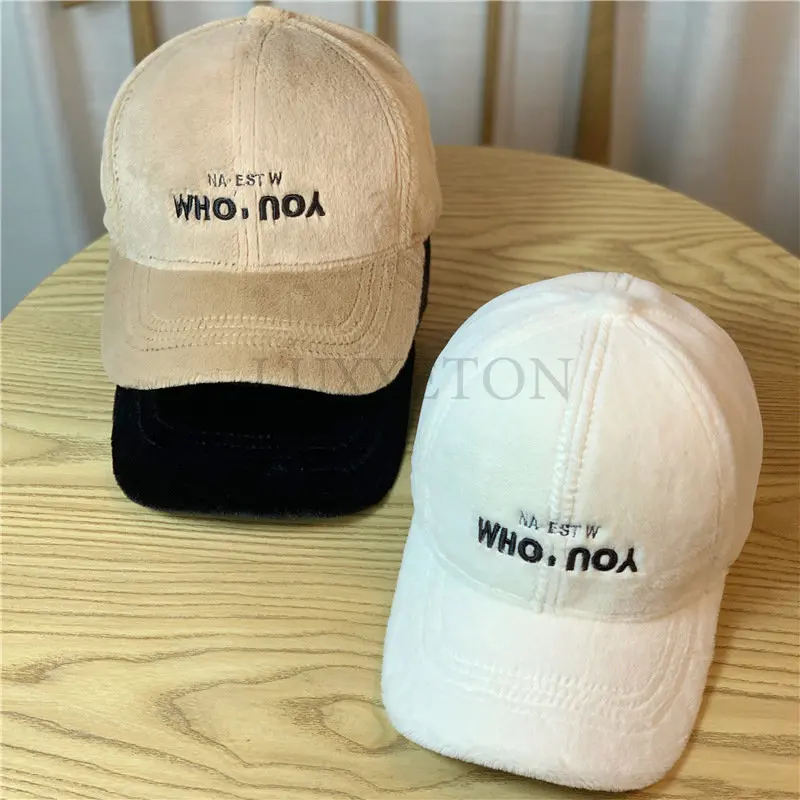 

Fashion Letter Printed Baseball Cap Autumn and Winter Hood Adjustable Faux Fur Hat Outdoor Warm Peak Sun Hat Casual Hat Fashion
