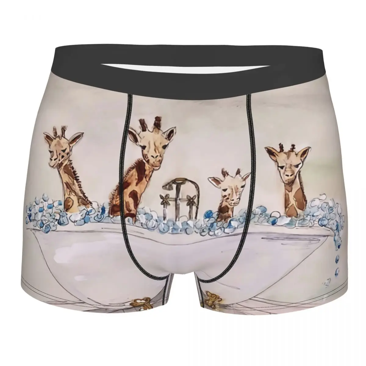 

Giraffes In A Tub Men Boxer Briefs Animal Breathable Funny Underpants High Quality Print Shorts Birthday Gifts