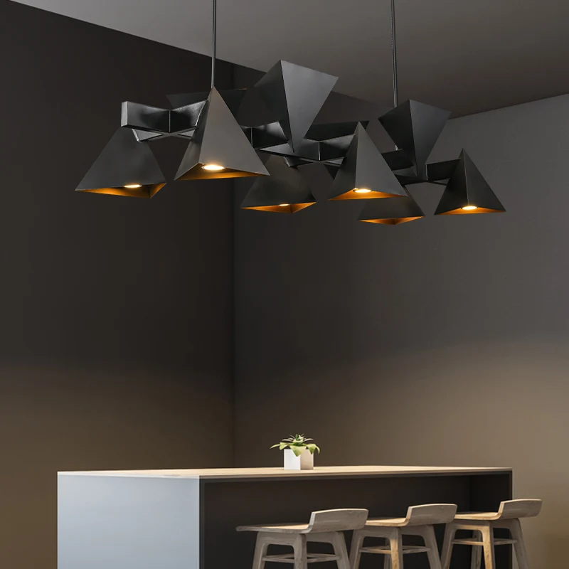 

LED Art Chandelier Pendant Lamp Light Postmodern Geometric Novelty Living Dining Island Hanging Restaurant Villa Long Fixtures