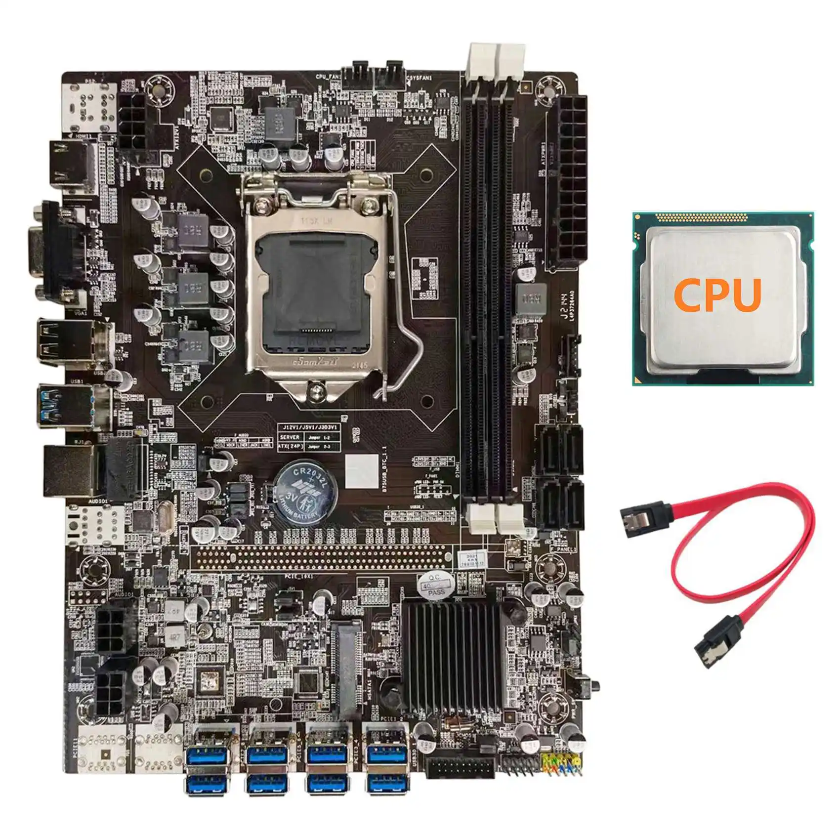 

Материнская плата для майнинга B75 BTC + случайный ЦП + кабель SATA LGA1155 8xpcie USB-адаптер DDR3 MSATA B75 USB BTC Майнер материнская плата