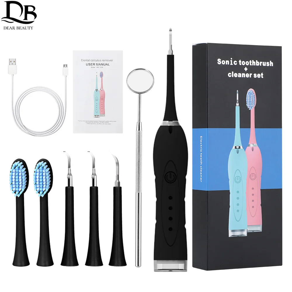 

2 In 1 Electric Toothbrush Sonic Dental Scaler Set Waterproof Dental Calculus Stain Removal Usb Charging Teeth Care Whitening