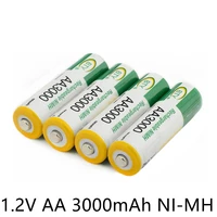 100 new 3000mah aa ni mh 1 2v rechargeable battery recharge pre charged ni mh rechargeable battery for toys camera microphone