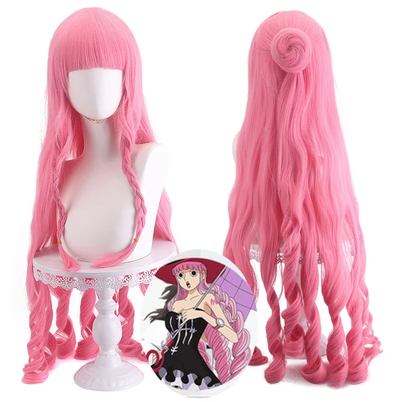 ONE PIECE Perona аниме косплей парики 90 см дымчато-розовые длинные волосы термостойкие