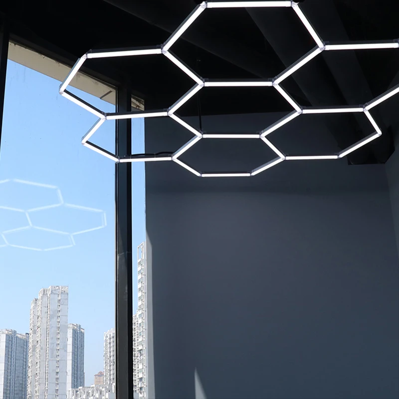 

Honeycomb Design hexagon Led Lights Auto Detailing Products Light Bar for Wash Station Garage Ceiling