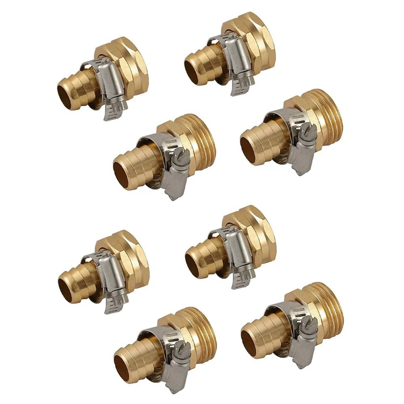 

4 Sets 5/8 Inch Water Hose Mender End Fitting Splicer Mender Garden Hose Connector Hose Repair Kit Aluminum Durable