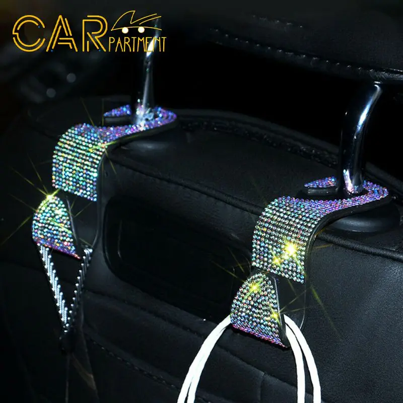 

Multifunction Hanging Bag Organizer Portable Bling Rhinestones Crystal Storage Hanger Universal Headrest Storage Holder