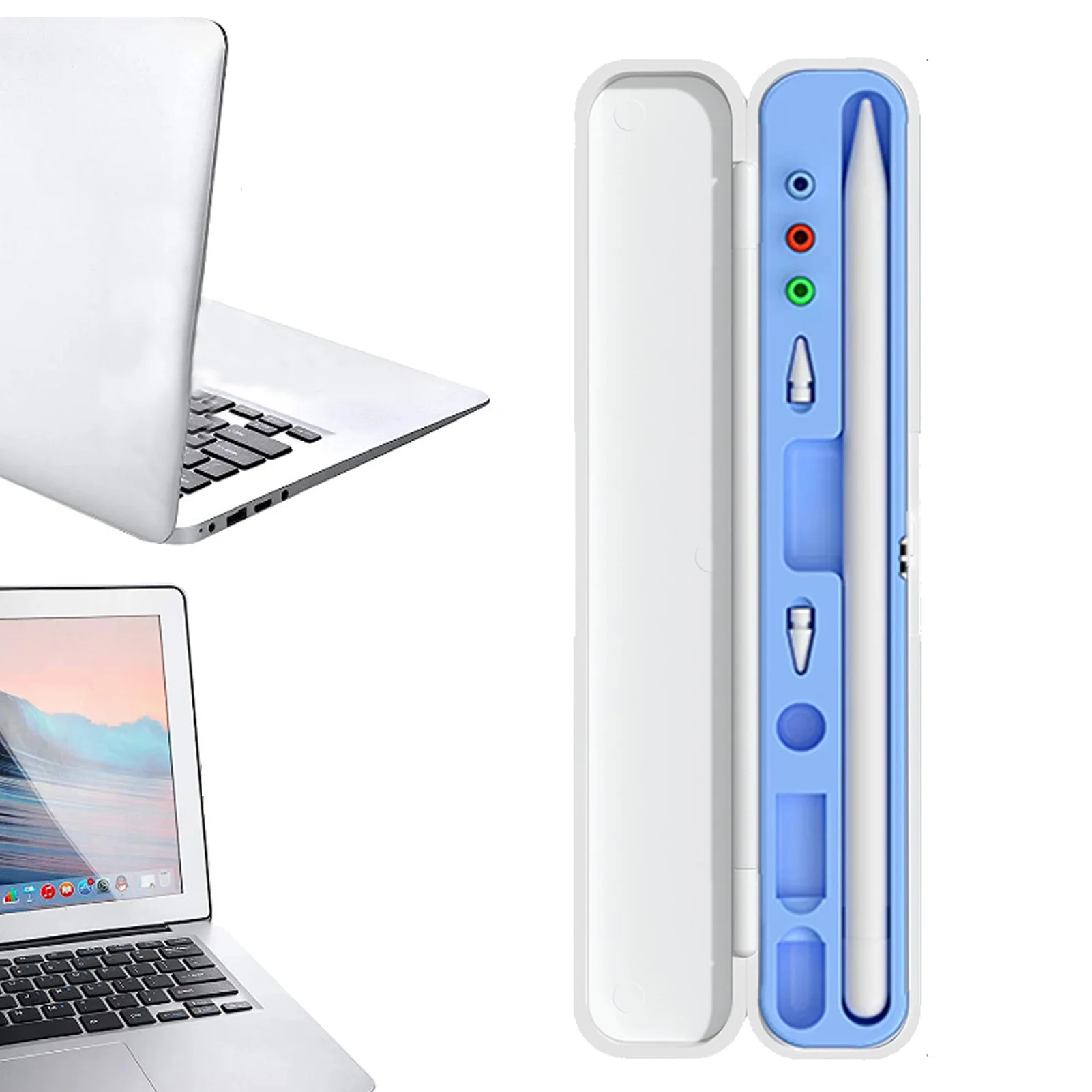 

Wear-resistant Compact Carrying Case Holder Storage Boxes For Pencil 2nd Generation And 1st White With Blue Inner Lining