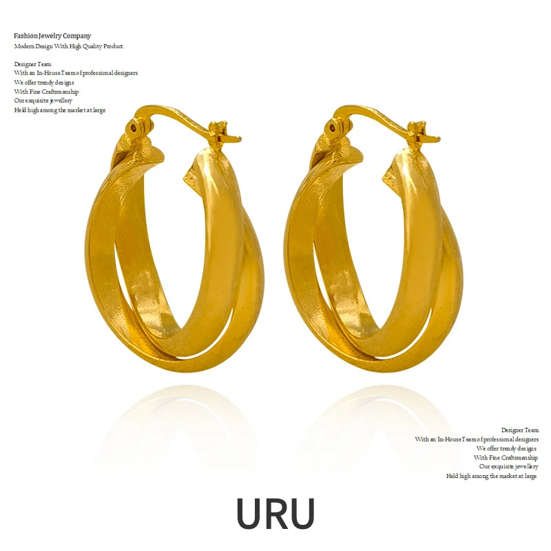 

Trendy Jewelry Two Row Twist Hoop Earrings Hot Sale Simply Design Daily Wearing High Quality Copper Metal Earrings For Women