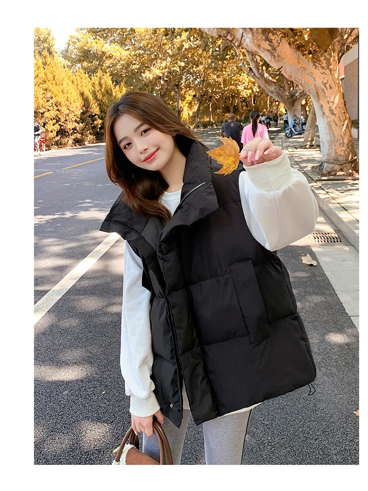 Winter Jacket Women Parkas Vest 2022 New Snowsuit Fashion Sleeveless Loose Korean Solid Pocket Large Size Female Casual Coats