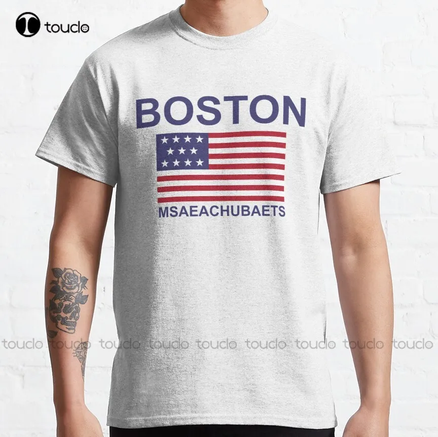 

Классическая футболка Boston Msaeachubaets, мужские рубашки для спортзала, индивидуальная футболка с цифровой печатью для подростков, унисекс, модна...