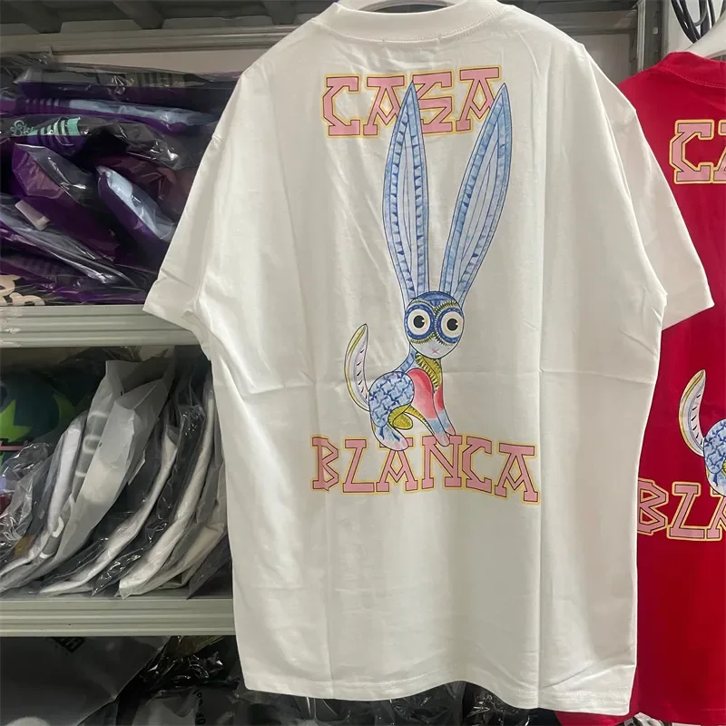 

Long Scissors Eared Rabbit Casablanca Tennis Club T-Shirt Men Women Best Quality Oversize Short Sleeve Tees Top