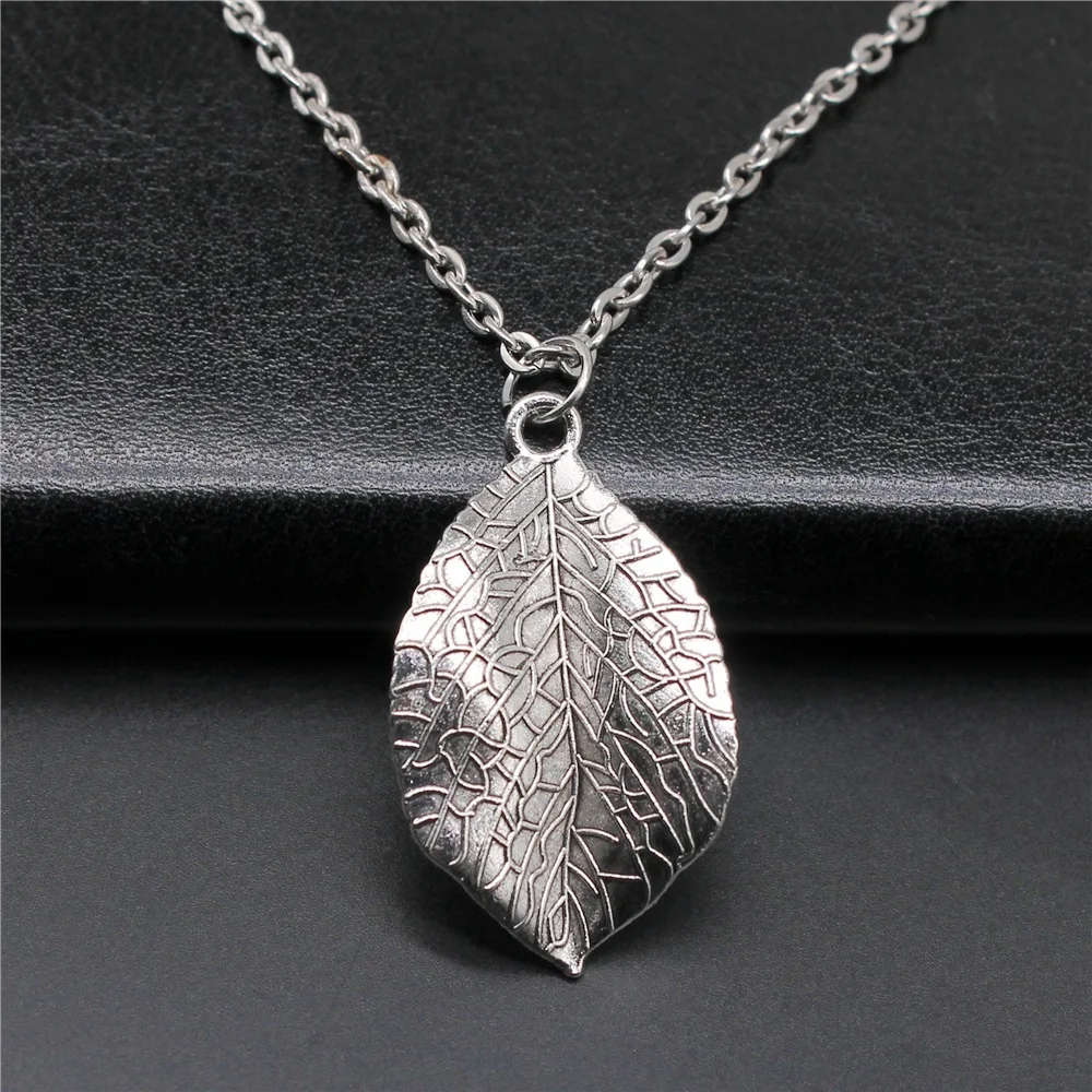 

Модное простое винтажное ожерелье с подвеской в виде листа размером 35x20 мм в античном стиле для женщин