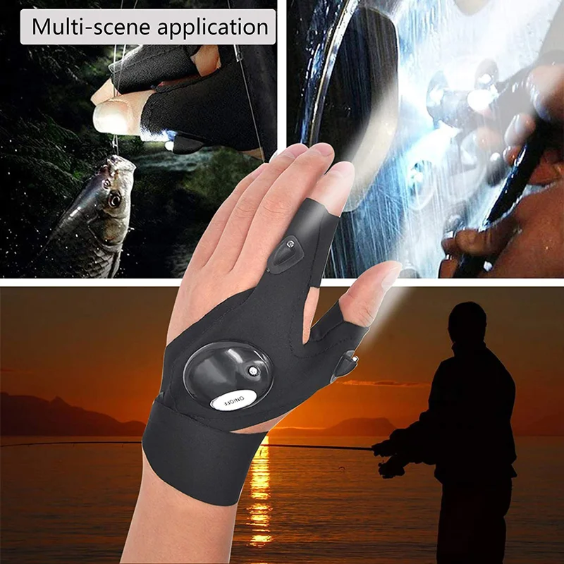 

Fingerless Glove LED Flashlight Waterproof Torch Fishing Camping Hiking Survival Rescue Multi Light Tool Outdoor Tool