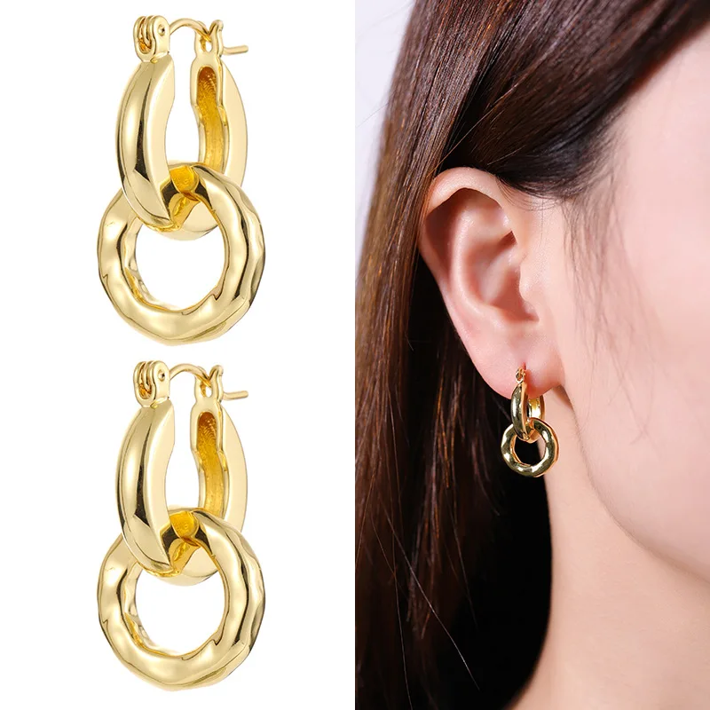 

New 2022 Water Ripple Circle Gold Hoop Earring Best Women's Statement Earrings Jewelry Gifts