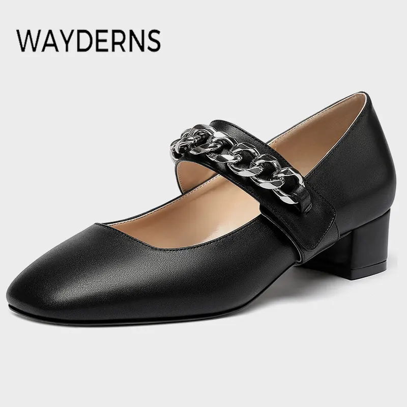 

WAYDERNS 2023 New Arrival Women'S Pumps Hoof Heels Summer Women Shoes Fashion Chains Casual Female Footwear Size 35-43