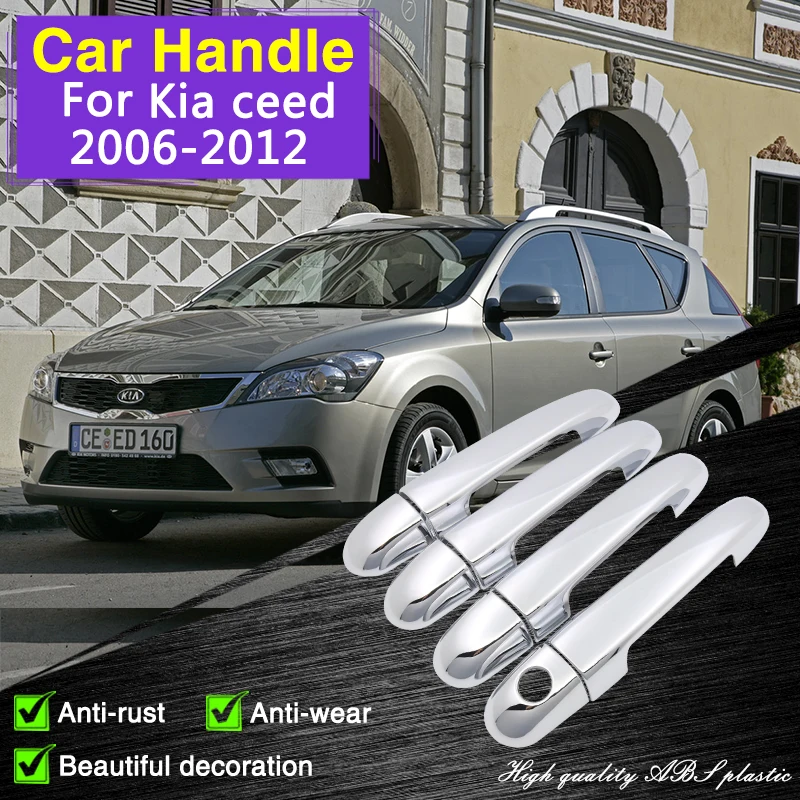 Chrome Door Handle Cover Protective Trim for Kia Cee'd Ceed 2006~2012 2010 ED Car Accessories Stickers Decals Plastic Styling