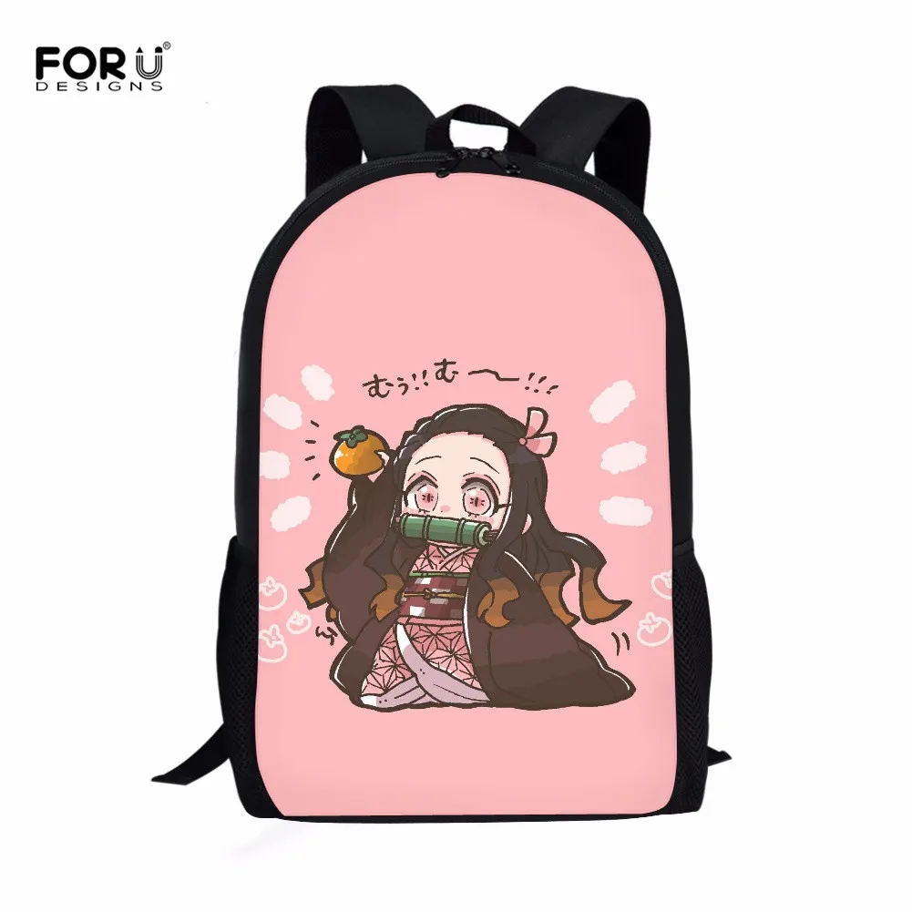 

FORUDESIGNS Cartoon Character きめつのやいば Pattern Kids Backpacks for School Girls 16 Inch Women School Backpack Daypacks Mochila