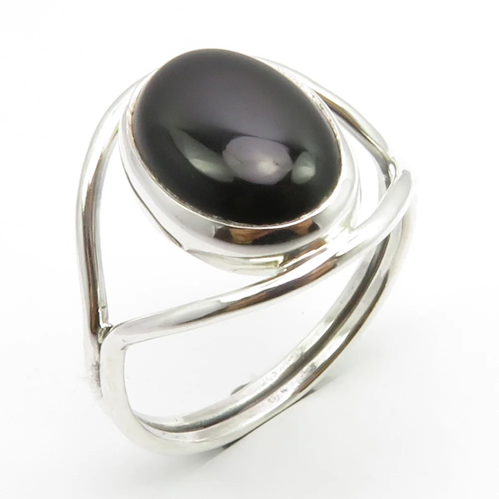 

Semi-precious Stone Black Ring Size 10.75 3.9 GramFor Women'