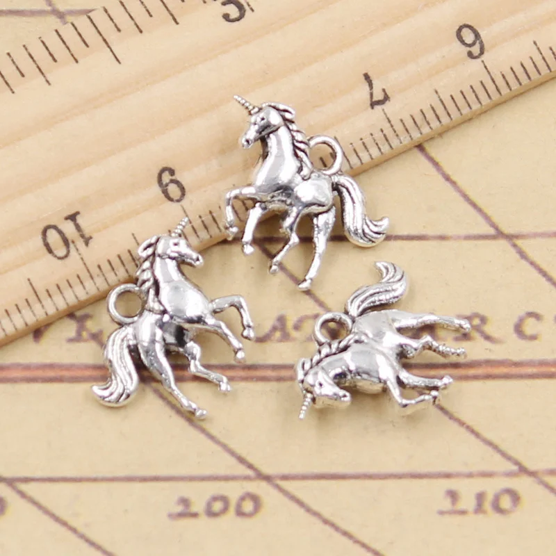 

20pcs Charms Horse Unicorn 13x12mm Tibetan Bronze Silver Color Pendants Antique Jewelry Making DIY Handmade Craft