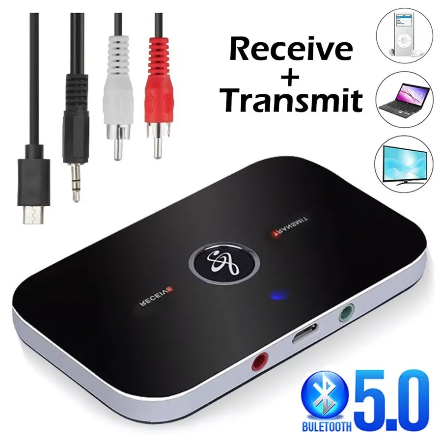

5.0 Audio Receiver Transmitter 300Mah Battery 3.5mm AUX Jack Stereo Music Wireless Adapters For TV Car PC Headphone