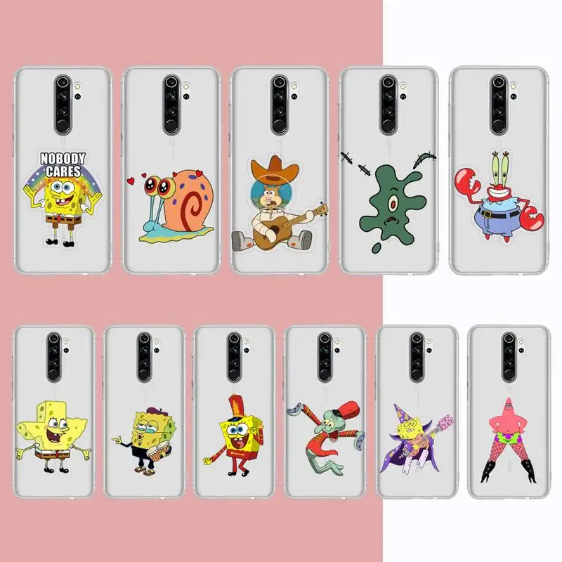 

BANDAI SpongeBob Phone Case for Samsung S20 S10 lite S21 plus for Redmi Note8 9pro for Huawei P20 Clear Case