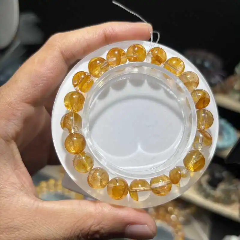 Натуральный желтый пластиковый цветочный орнамент прозрачный нежный браслет