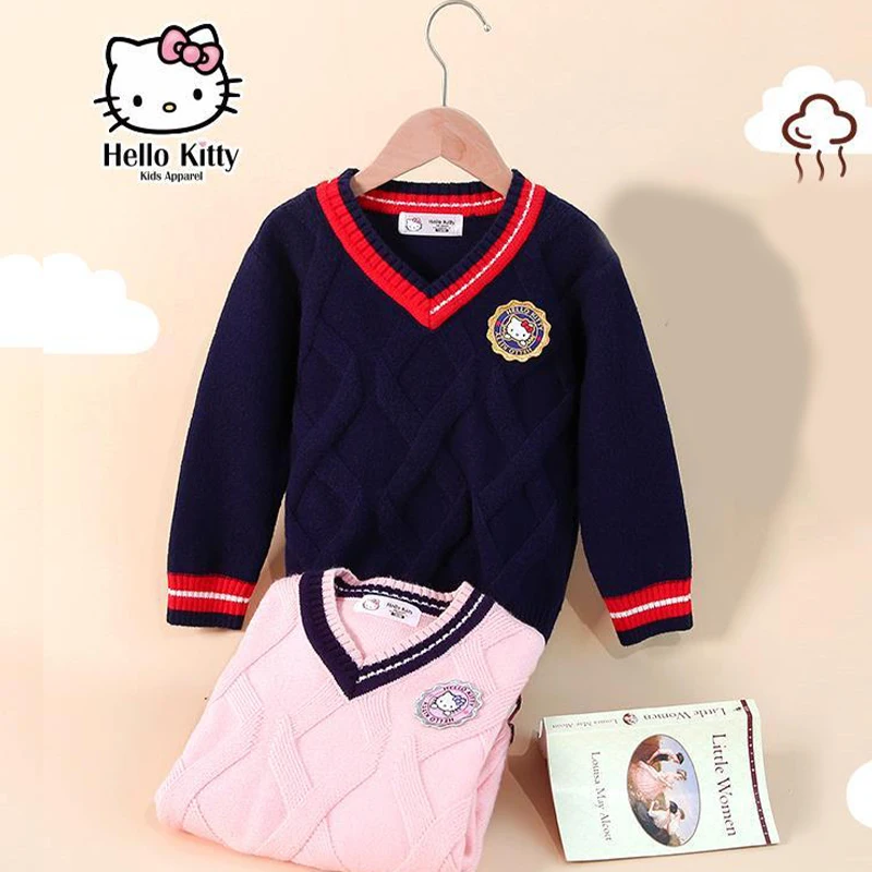 

Kawaii Sanrio Hello Kitty Winter Children's Sweater Coat Children's Cute Animation Warm Top Children's Birthday Christmas Gift
